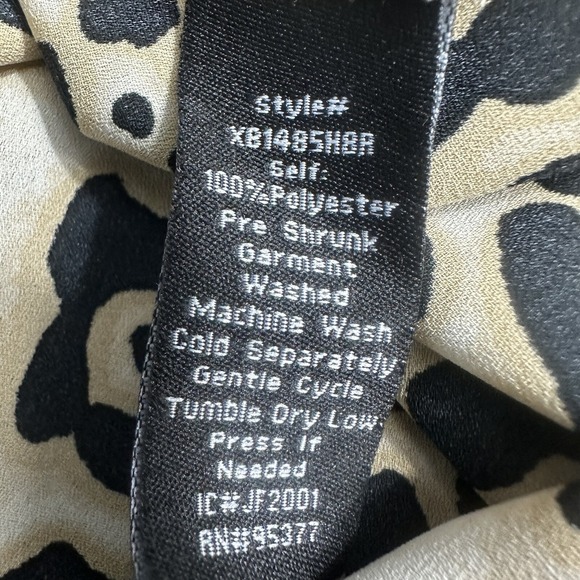 Y2K Animal Print Womens Top M Derona Surplice Beige Leopard Ruffle Classic Mob - Picture 13 of 13